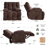 VIKAYAMICS Oversized Rocker Recliner Chair 42” Power Swivel Recliner for Living Room Overstuffed Extra Wide Rocking Recliners with Breathable Soft Fabric Up to 400lbs(Manual Brown) VIKAYAMICS