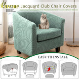 CRFATOP 2 Piece Club Chair Slipcover Stretch Barrel Chair Covers Jacquard Tub Chair Slipcovers Soft Armchair Sofa Cover Removable Furniture Protector Arm Chair Cover for Living Room,B09 CRFATOP