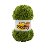 Estako Softy 100% Polyester Fluffy Soft Chunky Bulky Weight #5 Yarn for Crocheting and Knitting 3.52 oz (100 gr) 98 Yds (90 m) (9940 - Grass) estako