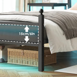 Fixwal Twin Bed Frame with Charging Station, Metal Bed Frame with Port and Outlet, Black Fixwal