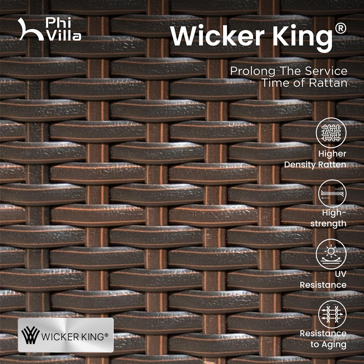 PHI VILLA Outdoor Dining Set for 8, Rectangular Rattan Table with Acacia Wood Top & Wicker Chairs with Cushions, 74” Large Modern Furniture Set for Patio, Deck, Backyard, Porch PHI VILLA