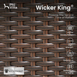 PHI VILLA Outdoor Dining Set for 6, Rectangular Rattan Table with Acacia Wood Top & Wicker Chairs with Cushions, 74” Large Modern Furniture Set for Patio, Deck, Backyard, Porch PHI VILLA