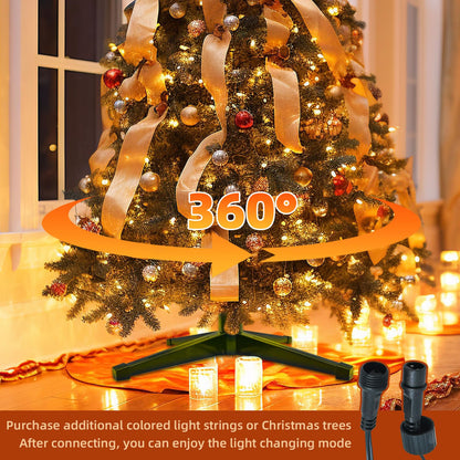 HOYECHI 𝐌𝐮𝐬𝐢𝐜𝐚𝐥 Rotating Christmas Tree Stand, Anti-tilt Noiseless, Up to 9ft 120 lb Artificial Christmas Tree, 360 Degree Spinning Tree Stand With Remote,Music