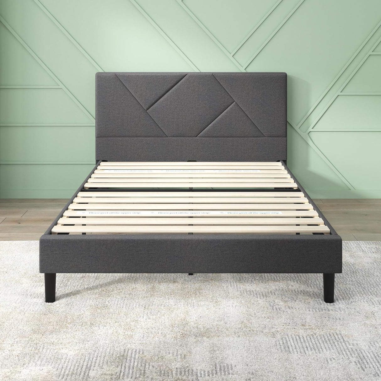 ZINUS Judy Upholstered Platform Bed Frame, Mattress Foundation, Wood Slat Support, No Box Spring Needed, Eco Friendly WonderBox (TM), Easy Assembly, Dark Grey, Queen ZINUS