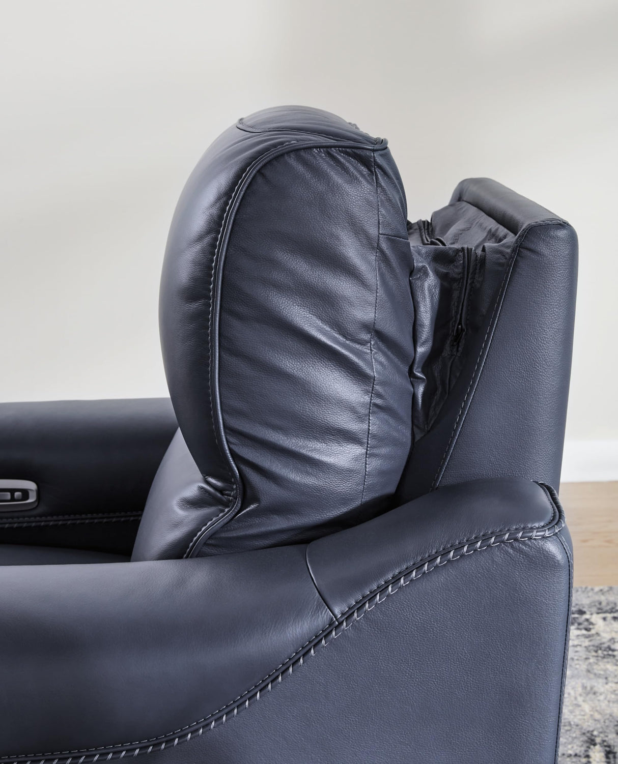 Signature Design by Ashley Mercomatic Contemporary Leather Match Wall Hugger Power Recliner with Adjustable Headrest and USB Ports, Blue Signature Design by Ashley