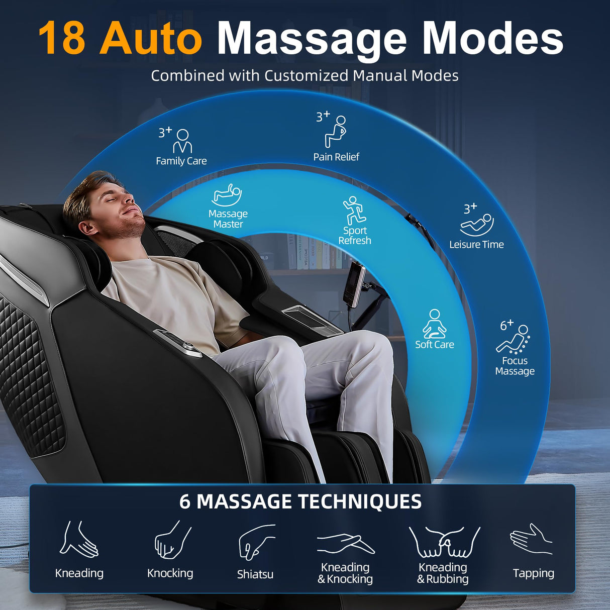 Luxury 4D Full Body Massage Chair, Zero Gravity SL-Track Shiatsu Recliner ,18 Auto Modes & 6 Massage Techniques,Lumbar & Calf Heating,Foot Roller and Calf Kneading,Voice/App/Touch Control,Body Scan GOLINYOUBIZ
