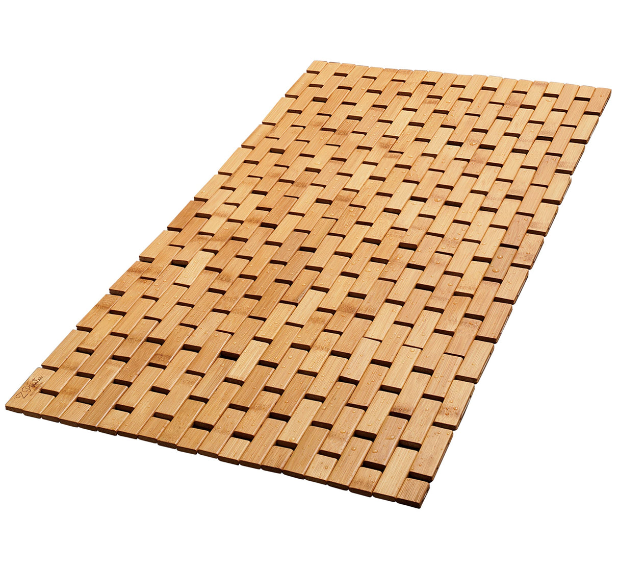 ZPirates Natural Bamboo Wood Bath Mat - Large, 34 x 18 Inches (L x W) Foldable Bathmat, Accessories for Bathroom Sauna Spa Tub and Outdoor ZPirates