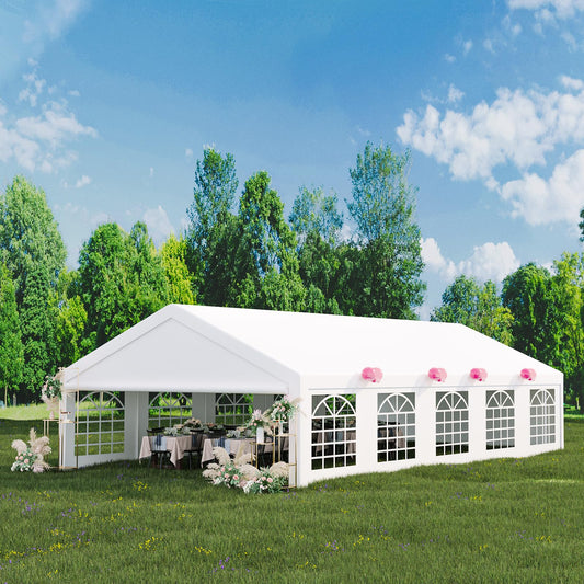 ACONEE 20 x 40 FT Outdoor Party Tent Canopy Wedding Patio Camping Gazebo Shelter Pavilion Cater Wedding BBQ Events Tent w/Removable Sidewalls & 3 Storage Bags, White