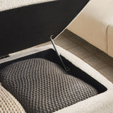 Walker Edison Linley Contemporary Large Storage Bouclé Ottoman with Wood Legs, Ivory Walker Edison