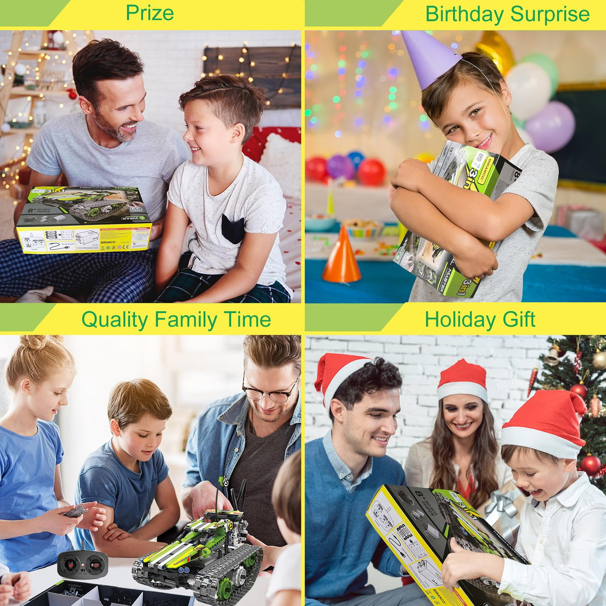 BIRANCO. Remote Control Tracked 3in1 Stunt Racer Building Kit - RC Car STEM Construction Toy, Gift Idea for Kids, Boys and Girls Ages 8-12 Year Old (353 Pcs) BIRANCO.