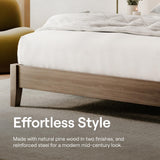 Nectar Premier Wood Platform King Bed Frame - Walnut - 12” Height - Contemporary and Durable - Sturdy Wooden Slats for Support - Easy Assembly - Holds Up to 800 Pounds Nectar