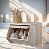 unununu Wooden Storage Small Toy Box with Lid,Stackable Solid Wood Organizer Chest,Entryway Storage Bin,Clothes Storage,Nightstand.for Bedroom,Playroom,Living Room.Side Flip-door,Top can Hold 300lbs unununu