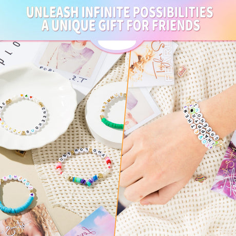 Goldwise Friendship Bracelet Kit 4 Boxes-13056 Pcs 72 Colors Bracelet Making Kits with Clay Beads, 7200 Pcs Glass Seed Beads and 3 Styles Letter Beads with Charms for Bracelet Making Gift Goldwise