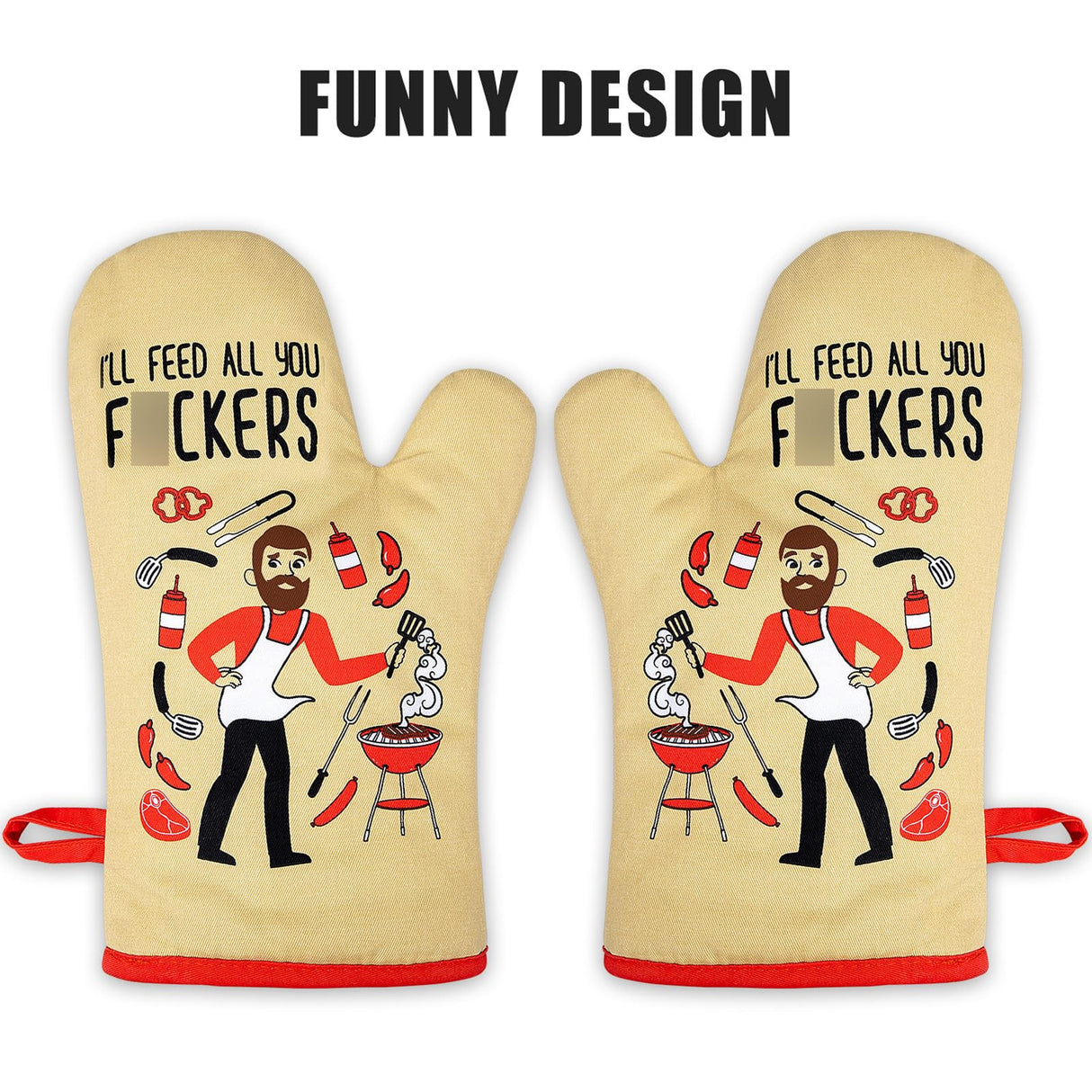 Miracu Funny Oven Mitts, Presents for Chefs, Funny Cooking Gadgets, BBQ Oven Mitt - Unique Gifts for Cooks Dad Brother Him, Manly Valentines Housewarming Grilling Kitchen Chef Gifts for Men Who Cook Miracu