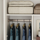 Homsee 63" W Wardrobe Closet Armoire with 4 Glossy Doors, Wooden Bedroom Clothing Storage Cabinet with 3 Hanging Rods & 10 Storage Compartments, White Homsee