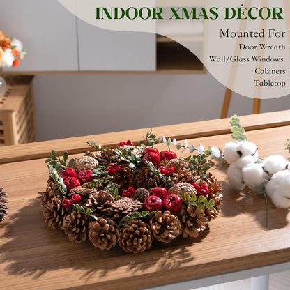 Christmas Wreath, Natural Dry Pine Cone Door Wreath for Home Indoor Front Porch Entrance Decorations (13 Inch)