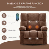 Soft Fabric Recliner Chair With Heat and Massage - Oversized Manual Rocking Recliner for Adults - Big and Tall With 2 Cup Holders for Living Room Fantasylab