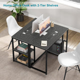 SINPAID Computer Desk 40 inches with 2-Tier Shelves Sturdy Home Office Desk with Large Storage Space Modern Gaming Desk Study Writing Laptop Table, Black Marbling (Black Marbling, 40) SINPAID