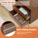 AILEEKISS Nightstands Set of 2 with Wireless Charging Function Wooden Night Stands 2 Sets with Drawers and Open Shelf Storage End Table Home Bedside Table for Bedroom (Brown 2 Sets) AILEEKISS