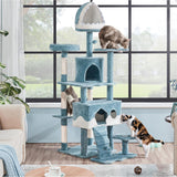 Yaheetech Cat Tree, 72.5inch Ocean-Themed Cat Tree Tower, Multi-Level Large Cat Tree for Indoor Cats with Shark's Mouth Bed & 2 Big Condos & 2 Wide Perches & Funny Toys, Blue & White Yaheetech