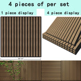 TRAIN2 ART 4 Pcs Wood Slat Acoustic Panels, 3D Fluted Wood Panel Sound Absorbing Panel for Wall and Ceiling, Decorative Sound Proof Panels Easy Installation (Walnut, 4pcs - 23.6 X 23.6 in) TRAIN2 ART