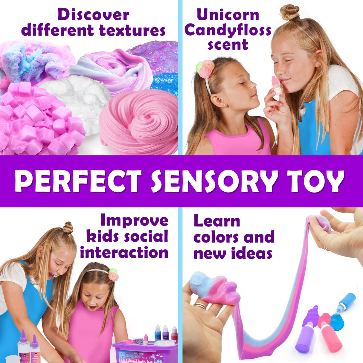 Original Stationery Mini Unicorn Slime Kit for Girls Ages 8-12, Create Unicorn Sparkle, Foam, Clay and Jelly Cube Slime, Fun Crafts for Kids Original Stationery