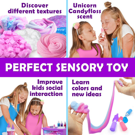 Original Stationery Mini Unicorn Slime Kit for Girls Ages 8-12, Create Unicorn Sparkle, Foam, Clay and Jelly Cube Slime, Fun Crafts for Kids Original Stationery