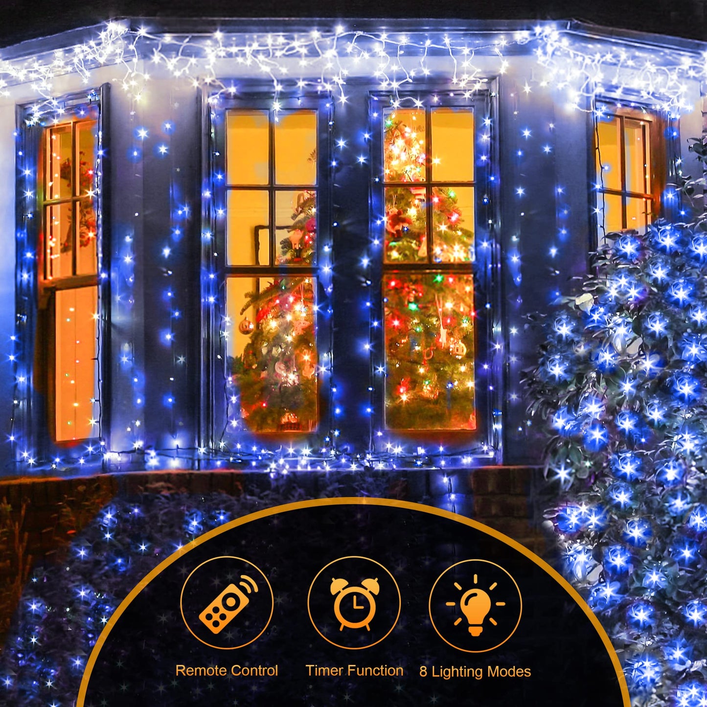 QZYL 410 FT Christmas Lights Outdoor, 1000 LED Long Blue Christmas Lights Decorations, Waterproof Christmas Tree Lights, Remote Control Christmas Fairy Lights for Garden Patio Holiday Christmas Decor