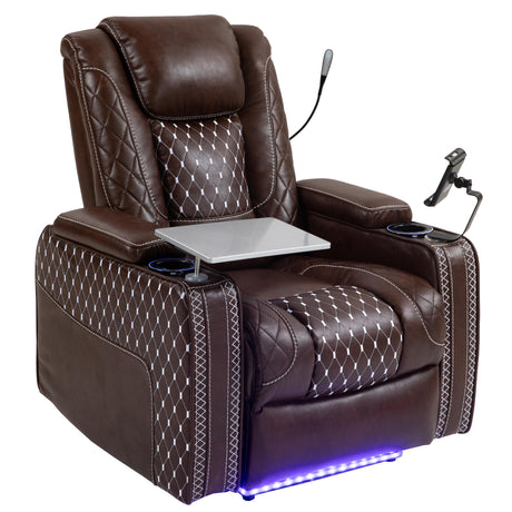 JIKFRIMA Power Zero Gravity Recliner Chair for Adults Breathable Leather Electric Recliners Adjustable Home Theater Seating with Smart Cup Holders, USB Ports, Hidden Arm Storage, Tray Table JIKFRIMA