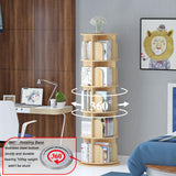 Rotating 360° Bookshelf in Yellow - 5-Tier Solid Wood Corner Organizer for Small Spaces hhgrapehh