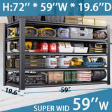 59''W/72''H Garage Shelving Heavy Duty 5-Tier Adjustable Storage Shelves Unit,3000 LBS Metal Utility Rack Shelf for Industries, Warehouses, Basement,Black (72''H x 59''W x 20''D) LBVSKK