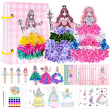 4 in 1 Paper Craft Kits for Girls,Princess Dress-up Activity Book with Water Painting,Poking Art,Sticker,Paper Cutting Craft,Arts and DIY Crafts Kit Gifts Toys for Kids Ages 4 5 6 7 8+ Years Old homicozy