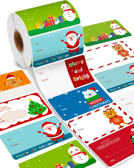Greingways 500 Christmas Name Tags Stickers - Self Adhesive Labels for Gifts, Bags, Boxes, Wrapping Paper, Christmas Gift Tags Xmas Labels for Gifts Bags Boxes Xmas Holiday Wrapping Paper Greingways