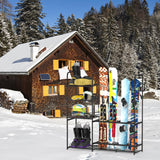 Freestanding Ski Rack for Garage - Stores 4 Pairs of Skis, Adjustable Ski Boot Holder, Organizes Skis, Boots, Poles, Goggles, Helmets & Gear, Ideal for Garage, Shed, Basement, Ski Enthusiasts KANEODOT