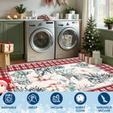 GarveeHome Christmas Washable Rug for Living Room, 6x9 Holiday Decor Area Rug for Bedroom Soft Low Pile Christmas Tree and Deer Rug Non Slip Throw Large Carpet for Dining Room Nursery, Red GarveeHome