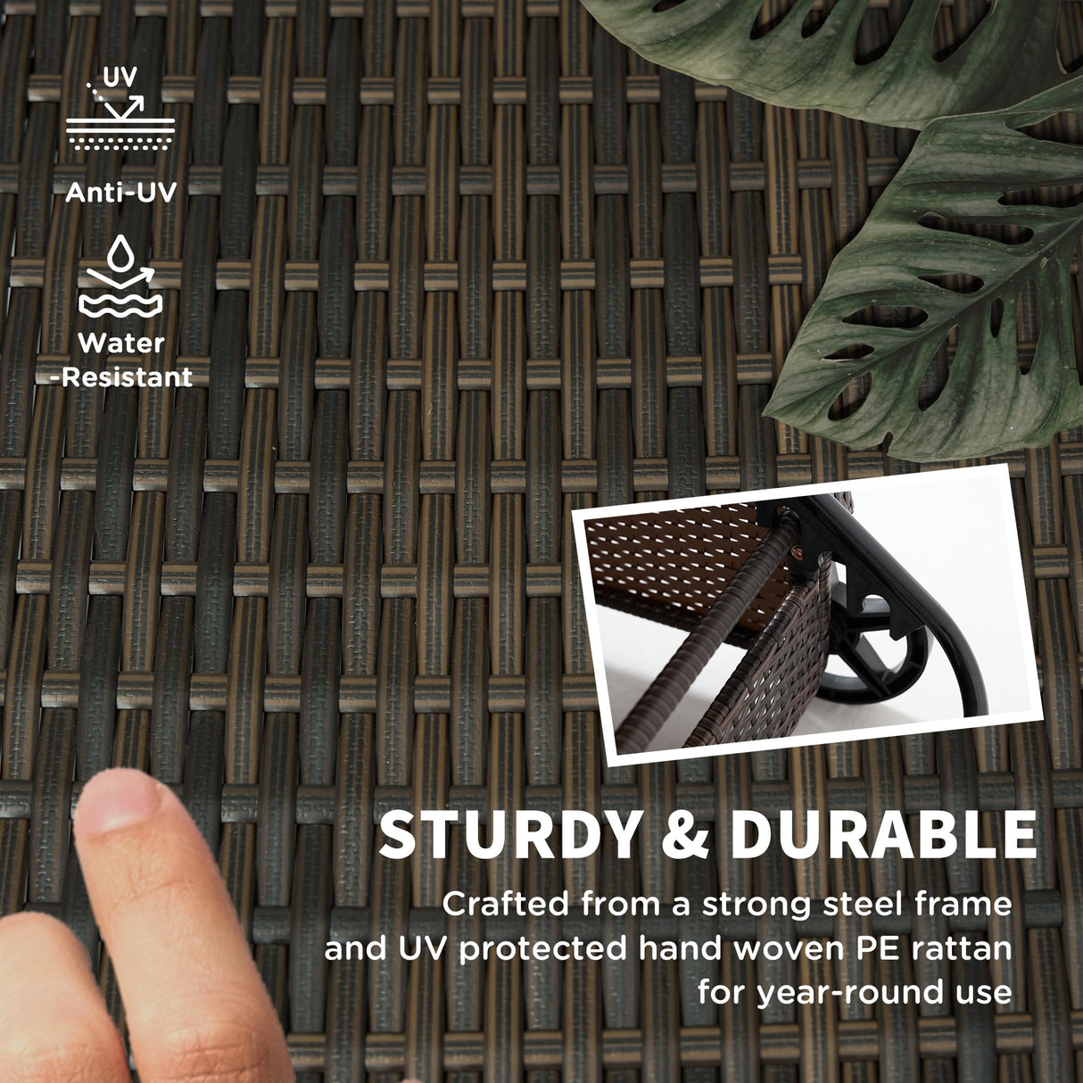 Outsunny Wicker Outdoor Chaise Lounge, 5-Level Adjustable Backrest PE Rattan Pool Lounge Chair with Wheels, Cushion & Headrest, Mixed Brown and Cream White Outsunny