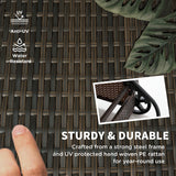 Outsunny Wicker Outdoor Chaise Lounge, 5-Level Adjustable Backrest PE Rattan Pool Lounge Chair with Wheels, Cushion & Headrest, Mixed Brown and Cream White Outsunny