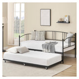 Garvee Twin Metal Daybed with Trundle, Pullout Trundle Bed Frame with Arched Headboard, Guest Sofa Bed with Steel Slat Support, No Box Spring Required, Easy Assembly, Black Garvee