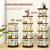 5-Tier Rotating Bookshelf, 360° Swivel Spinning Bookcase Tower - Stackable Narrow Corner Storage Organizer, Tall Floor Standing Display Shelf for Living Room, Bedroom, Office （Gold ） Generic