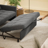 Gizoon 3-in-1 Convertible Sofa Bed, 52" Loveseat Sleeper with Pull Out Couch, Linen Fabric Futon Sofa Bed, Small Sleeper Sofa Cama with Pillows & Pockets for Living Room & Apartment, Dark Grey Gizoon