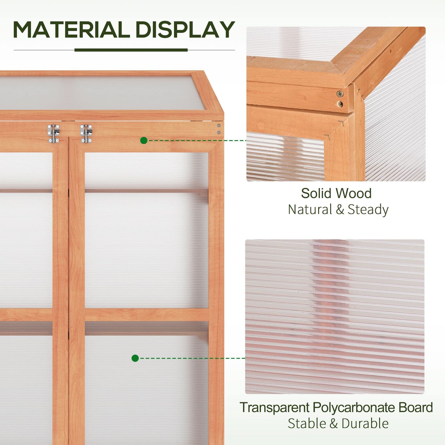 Outsunny Wooden Cold Frame Small Mini Greenhouse Cabinet for Outdoor and Indoor, 30" L x 24" W x 44" H, Natural