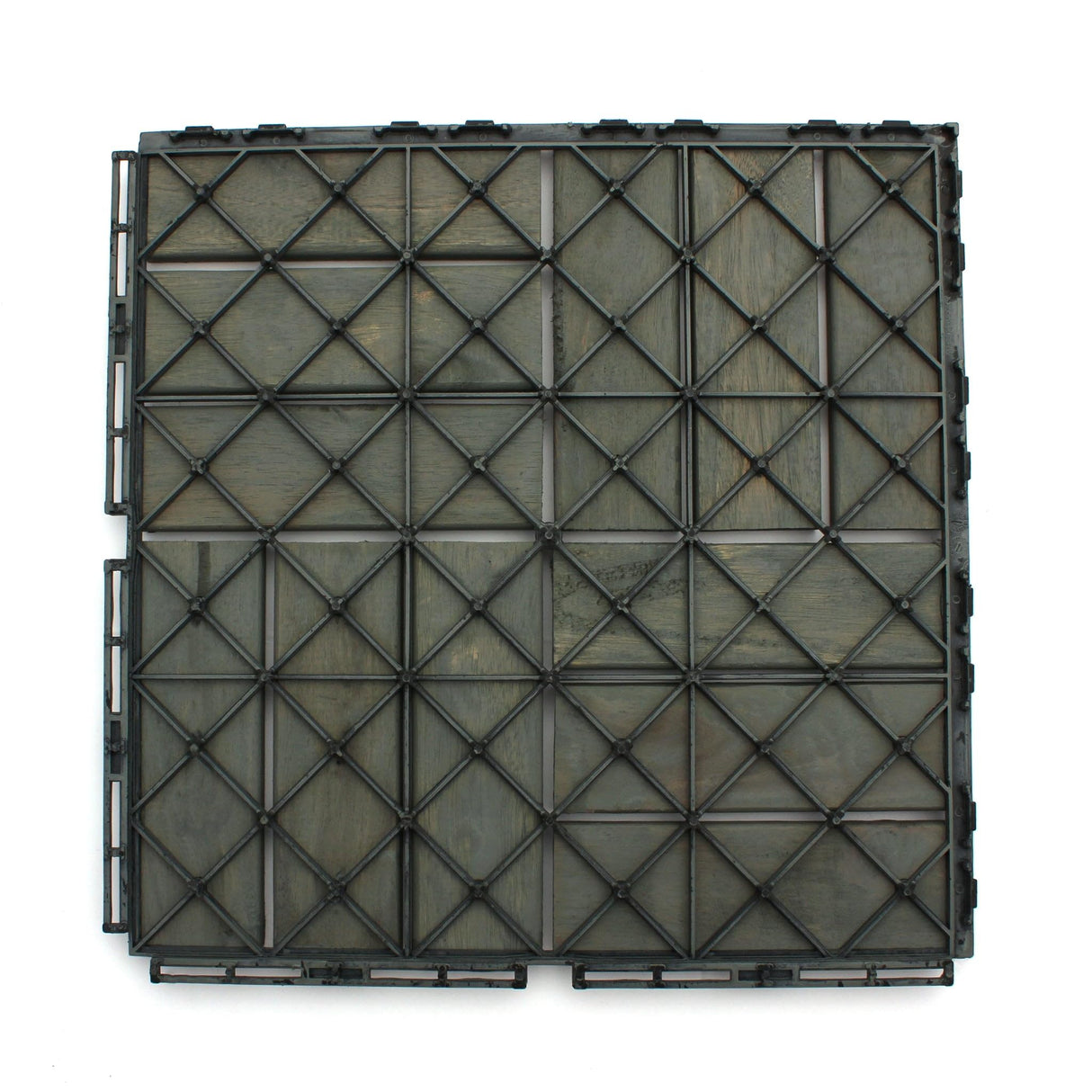 Deck Tiles - Patio Pavers - Acacia Wood Outdoor Flooring - Interlocking Patio Tiles - 12"x12" (20 Pack) - Modern Grey Finish - Checker Pattern Decking 3rd Street Inn