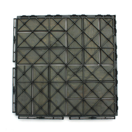 Deck Tiles - Patio Pavers - Acacia Wood Outdoor Flooring - Interlocking Patio Tiles - 12"x12" (20 Pack) - Modern Grey Finish - Checker Pattern Decking 3rd Street Inn