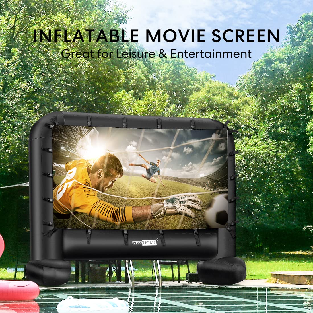 VIVOHOME 14 Feet Indoor and Outdoor Inflatable Blow up Mega Movie Projector Screen with Carry Bag for Front and Rear Projection VIVOHOME
