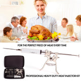 Meat Injector Syringe Stainless Steel Outdoor Meat Kit Marinade Flavor Food Injector Syringes with 3 Marinades Needles Grill Smoker Injectors Professional Syringe Held Culinary Barbecue Tool For BBG Milagroso