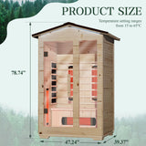 BNEHS Outdoor Sauna 2 Person,Full Spectrum Infrared Sauna,Home Sauna with 10 Minutes Warm Up Heating Tubes & Panels,Personal Wooden Sauna Room with Bluetooth Speaker,2050Watt BNEHS