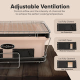 Fire Sense 60450 Yakatori Internal Grates Charcoal Chrome Cooking Grill Japanese Table BBQ Handmade Using Clay Adjustable Ventilation For Outdoor Barbecues Camping Traveling - Large - Tan Fire Sense