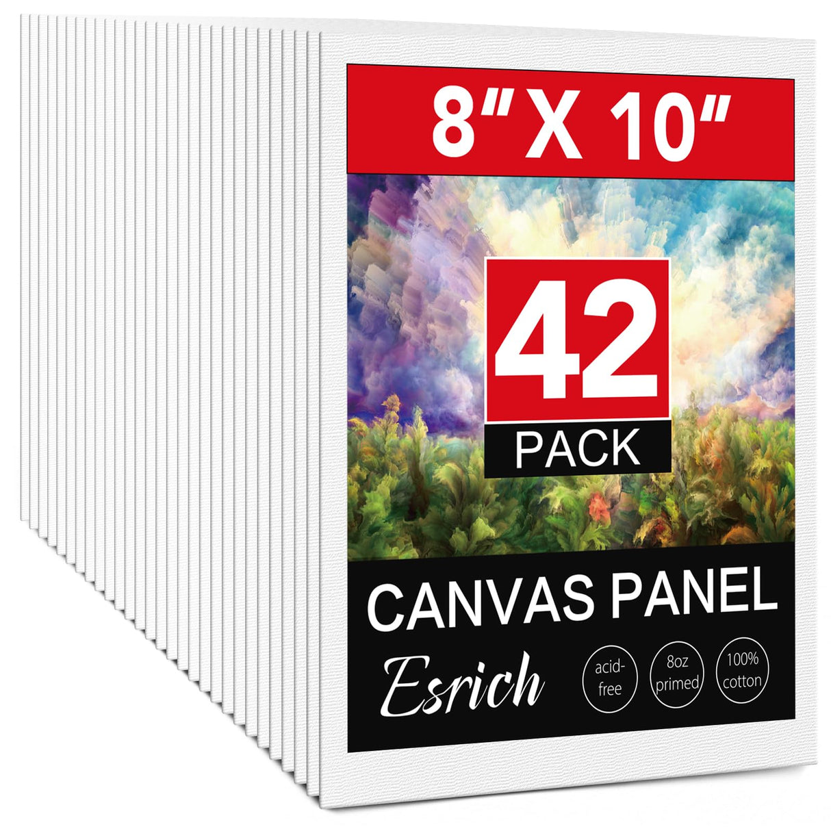Canvases for Painting 8x10 Inch, 42 Pack Blank Painting Canvas Boards for Painting Supplies-Cotton Canvas Panels Acid-Free Primed for Oil Paint,Watercolor, Acrylic Paint, Gouache and Tempera. ESRICH