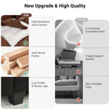 N NOORDENIYA 122″ Oversized Modular Sectional Sofa with Movable Ottoman, 6-Seat Deep Seat Sofa with Individual Sofa Covers, U Shaped Couch for Living Room, Bedroom, Apartment, Fabric, Brown N NOORDENIYA