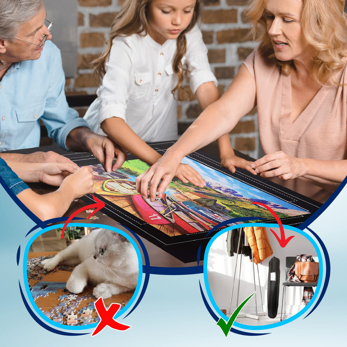 Gourbette Black 2000 Pieces Jigsaw Puzzle Mat Roll Up | Unique Design, Portable Puzzle Board for Adults & Kids, Stow and Go Puzzle Saver | Puzzle Keeper Storage Saver 2000 1500 1000 500 Piece Puzzles Gourbette